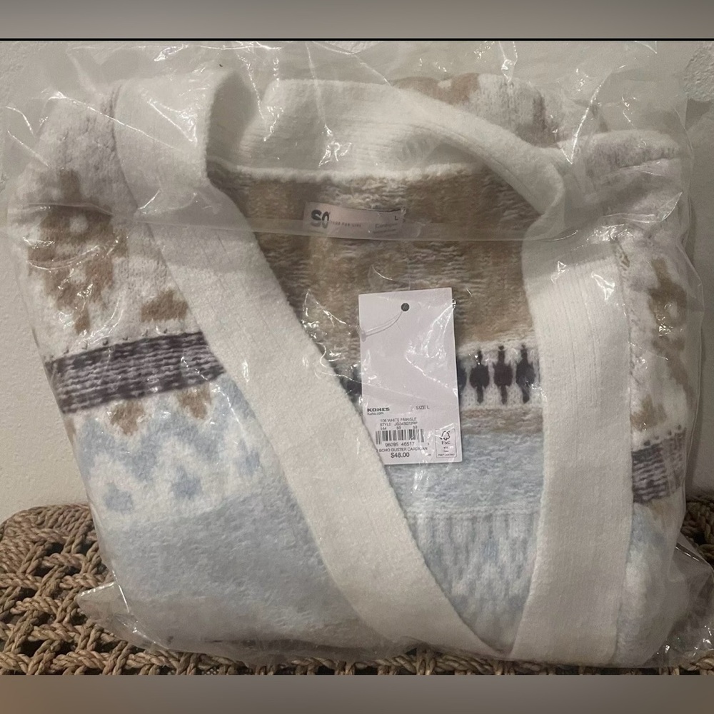 WOMENS LONG DUSTER OPEN CARDIGAN FAIRISLE LIGHTWEIGHT WINTER SWEATER LARGE WHITE